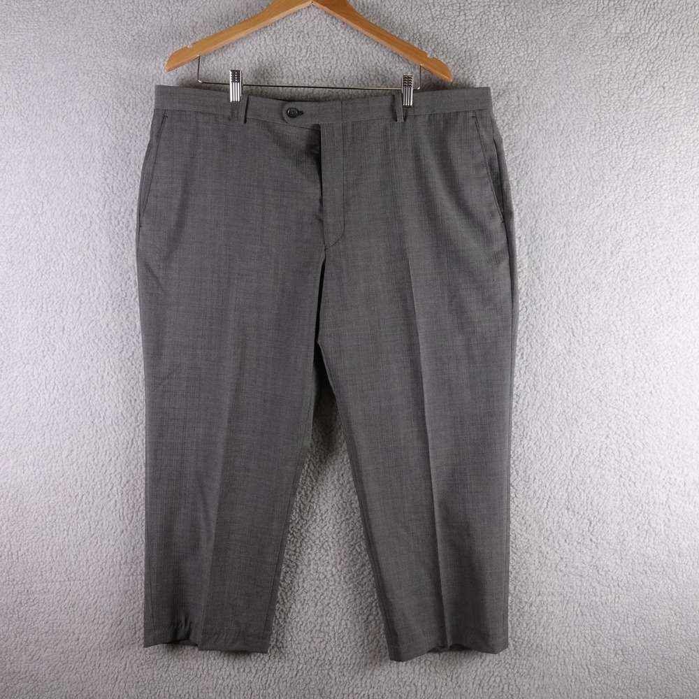 Peter Millar Mens Gray Herringbone Dress Pants Flat Front Wool Trousers 40x25‎